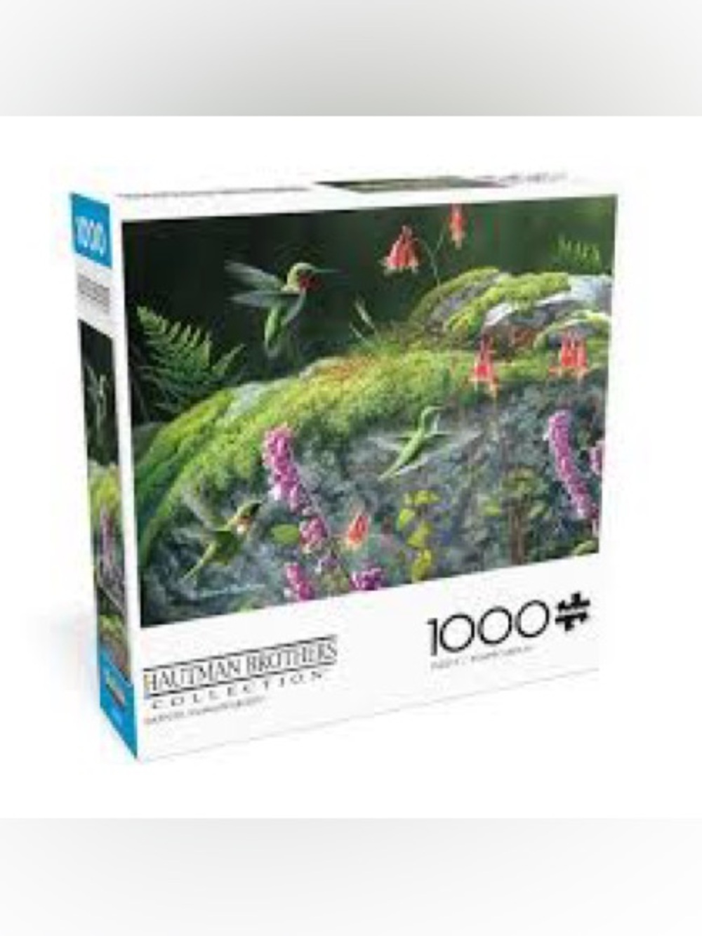 Buffalo Games Hautman Brothers 1000-Piece Puzzle - Dappled Hummingbirds w/ Poste
